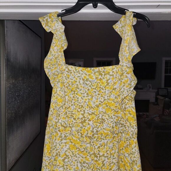 BCBG Eneration Women's Ruffle Strap Square Neck yellow Floral Midi Dress… - Picture 8 of 12
